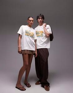 Футболка унисекс Tommy Jeans с принтом пляжного клуба белого цвета