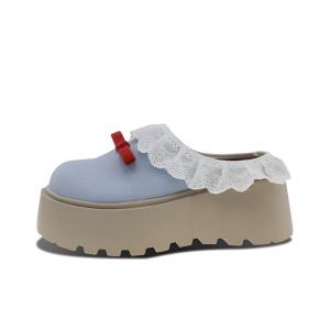 JINDUN Женские синие тапочки с закрытым носком, резиновой подошвой, устойчивой к истиранию и антибактериальным покрытием, цвет Blue