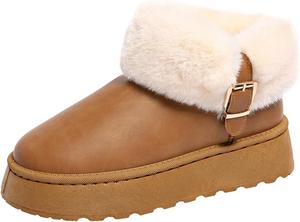 Женские зимние ботинки с искусственным меховым воротником, модные зимние ботильоны, домашние и уличные ботильоны с пенной стелькой с памятью ZJWBB, Brown