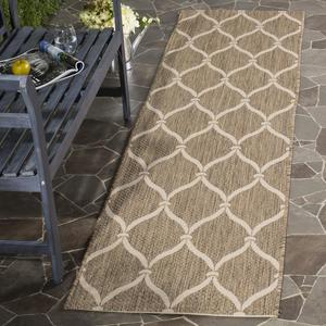 Ковер SAFAVIEH, 61 x 110 см, Washable Rug Outdoor Courtyard Collection - , коричневый и бежевый, не линяет и легко чистится, идеально для патио, входной двери, прихожей, придверный ковер (CY6654-232)