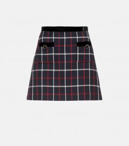 Клетчатая мини-юбка Miu Miu, синий