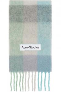 Acne Studios Шарф в сине-зеленую клетку с бахромой