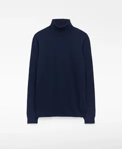 Мужской джемпер из шерсти мериноса с высоким воротником Adolfo Dominguez, синий