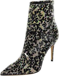 Женские ботильоны с глянцевой отделкой, туфли на высоком каблуке-стилет, закрытый носок, боковая молния, для шопинга, вечеринок и свиданий, размеры US 4-16 Wo wagas, Black Glitter