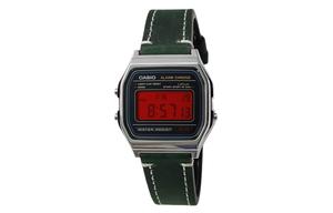 CASIO Мужские часы Retrofit Series с кварцевым механизмом и ремешком из натуральной кожи, черный циферблат