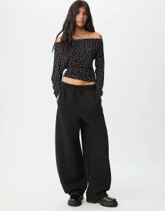 Топ Stradivarius с асимметричным вырезом из серого денима