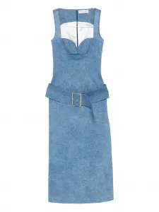 Джинсовое платье миди с поясом Rowen Rose, синий