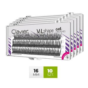 Ресницы V&L Shape, кошачий изгиб ресниц L Clavier, для макияжа, 16 мм, упаковка 10 шт.