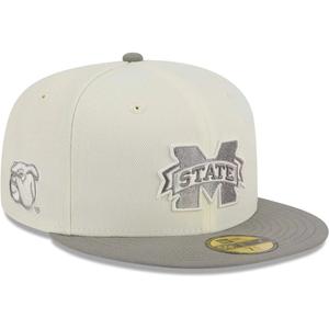 Мужская облегающая шляпа New Era Stone/серый Mississippi State Bulldogs Chrome & Concrete 59FIFTY