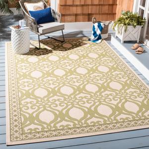 Ковер SAFAVIEH, 122 x 171 см, Courtyard Collection, Natural & Olive, без линьки и простой в уходе, для помещений и улицы, моющийся — идеально для патио, заднего двора, прихожей (CY3040-1E01)