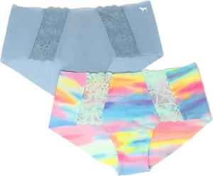 Трусики Victoria's Secret Pink No-Show Hipster Hiphugger, набор из 2 штук, Blue Sky & Rainbows