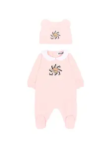 Комплект детской одежды с воротником Питера Пэна Moschino Kids, розовый