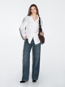 Свободная полосатая рубашка Massimo Dutti, белый