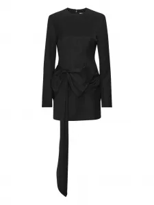 Мини-платье с длинными рукавами и бантом Rotate Birger Christensen, черный