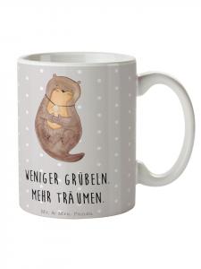 Кружка для кофе в форме раковины выдры с надписью пастельно-серого цвета Mr. & Mrs. Panda