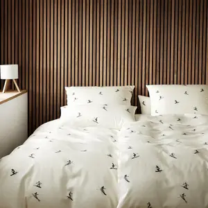 Элегантный комплект постельного белья из сатина Мако Mono Ski, цвет графит, размер 155х220+40х80 Elegante