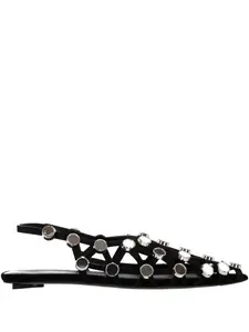 Замшевые туфли-лодочки с острым носком и сетчатым узором The Attico, черный