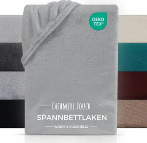 Простыня на резинке Cashmere Touch 100x200 см, теплая зимняя простыня, серебристая Carpe Sonno