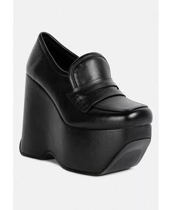 Женские лоферы на танкетке GILLIAM на высокой платформе Rag & Co, черный