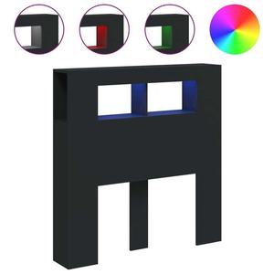 VidaXL Изголовье LED, черное, 100x18,5x103,5 см, материал дерева, черный