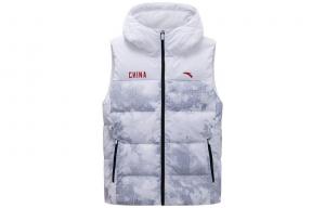 ANTA Женская пуховая жилетка с разнообразным тренировочным принтом в снежинках и белом цвете, Snowflake White/All over Print