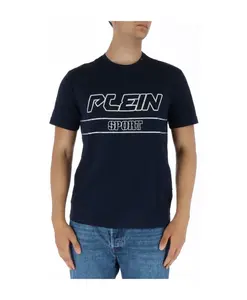 Синяя футболка с короткими рукавами и принтом Plein Sport, синий