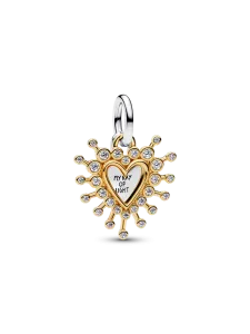 Шарм Pandora Radiant Heart Double Dangle, стерлинговое серебро, покрытие 14-каратным золотом