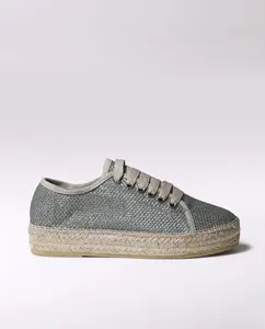 Женские плоские эспадрильи из блестящей ткани со шнурками Toni Pons, хаки