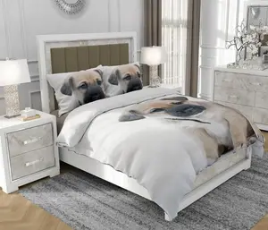 Комплект постельного белья 140x200 см + 2x70x80 см, 3 предмета, 100% хлопок, сатин, молния, собака, разноцветный - | So.0225 SOVIO