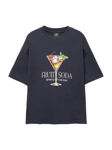 Рубашка Pull&Bear FRUITS SODA, темно-синий