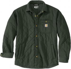 Толстовка Carhartt mens Rain Defender Loose Fit Heavyweight Quilted Snap Front Shirt Jac, Forestry Green