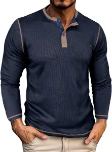Футболка-хенли Waffle для мужчин, Slim Fit, длинный рукав HJINGSUN