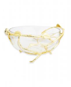 Чаша диаметром 12,5 дюймов на подставке с листьями Classic Touch, прозрачный