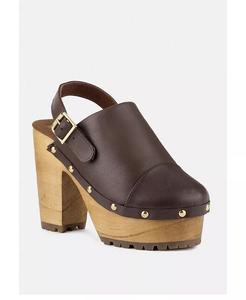Туфли-сабо Alona Brown на высоком блочном каблуке Rag & Co, коричневый