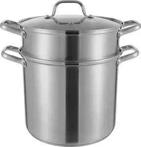 Круглая кастрюля из нержавеющей стали со стеклянной крышкой, 8 л easybuy