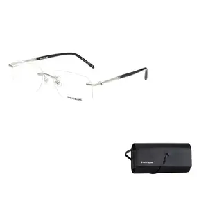 MONTBLANC Безободковая прямоугольная оправа для очков, Silver