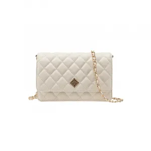 Сумка через плечо из коровьей кожи с ромбовидным узором на цепочке VANESSA HOGAN, бежево-желтая