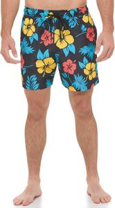 Мужские стандартные плавки-шорты Calvin Klein с защитой от ультрафиолета, быстросохнущие, с завязками и узором, Black Multi Aloha