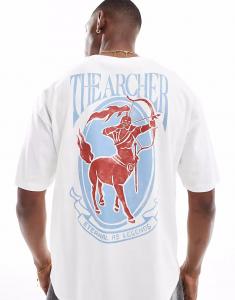 Футболка свободного кроя с графическим принтом ASOS DESIGN белого цвета