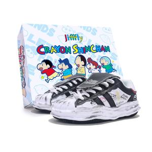 Женские низкие кроссовки для скейтбординга SHINCHAN x Coverage с противоскользящей и износостойкой подошвой Jifffly, Black White