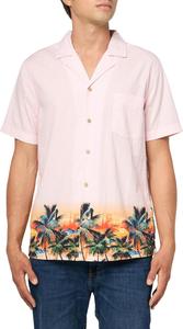 GUESS Мужская короткая рукав Боулинг Тропическая рубашка, Tropical Landscape