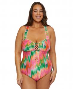 Слитный купальник Mirage на шнуровке больших размеров Becca ETC, Multi