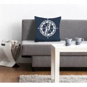Диванные подушки Hannah, наволочка, компас, морская тематика, путешествия, мотив приключений, ориентирование Queence, Blau + bedruckt