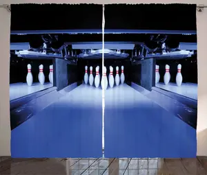 Штора ABAKUHAUS Bowling Party в деревенском стиле, симметричные штифты, универсальная ленточная штора для гостиной с петлями и крючками, 280 x 225 см, цвет белый, синий, красный Abakuhaus