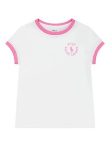 Футболка с логотипом POLO RALPH LAUREN KIDS с контрастной отделкой, белый