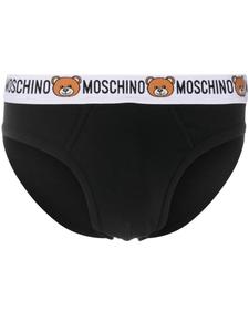 Moschino трусы-брифы с логотипом Teddy Bear на поясе, черный