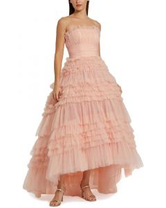 Мака Даггал бесшовное тюлевое платье с рюшами Mac Duggal, персиковый