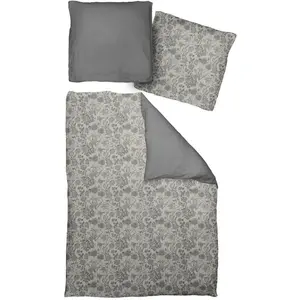 Двустороннее постельное белье Adam «Цветок» с цветами, черный