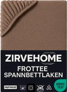 Простыня на резинке махровая 140х200-160х200 см - Зимняя простыня на резинке, хлопковая простыня для матрасов высотой до 25 см, коричневая Yadetextil