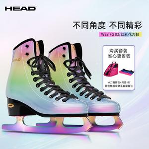 HEAD Коньки для фигурного катания F600 W23, иридесцент + чехлы для лезвий + улучшенный рюкзак, размер 35